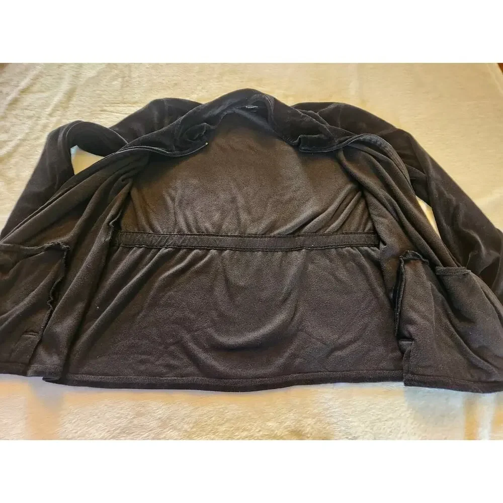 Talbots Small Black Velour Jacket Full Zip Pockets Size Large - Picture 8 of 9